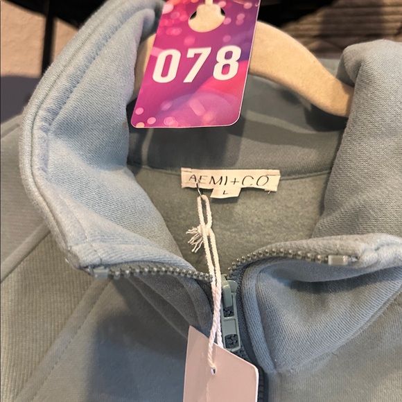 Aemi & Co Dove Funnel Neck Half Zip in Pale Blue - Picture 6 of 6